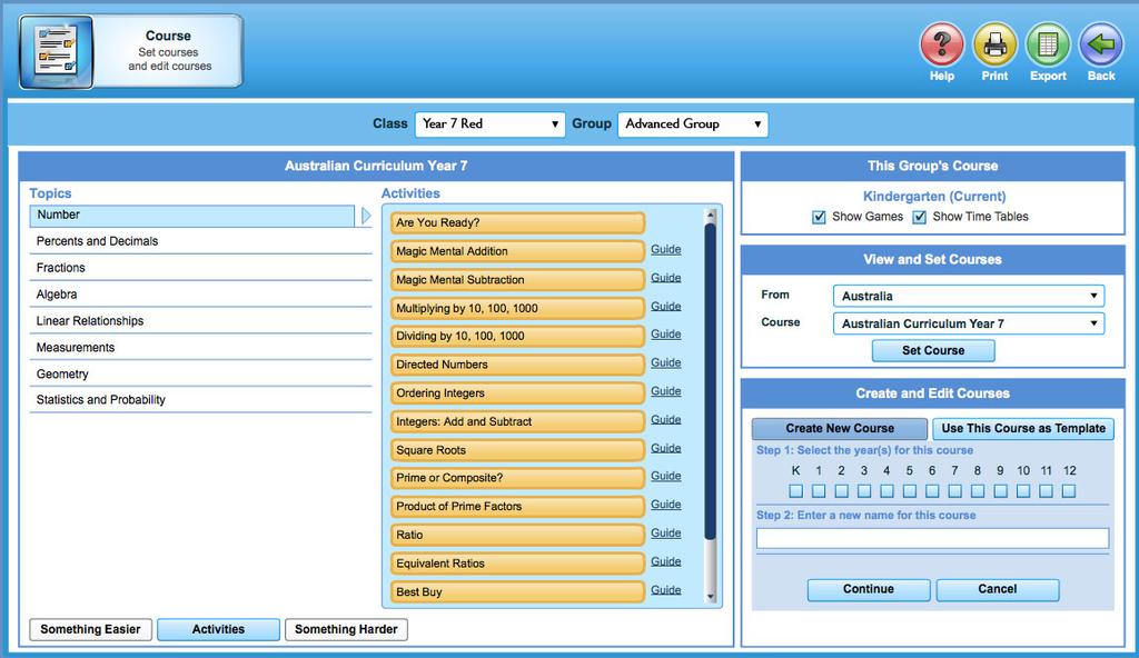 COURSES In Courses you can explore the many internationally aligned curricula available within Mathletics. You can also create your own completely bespoke course for use in your classroom.