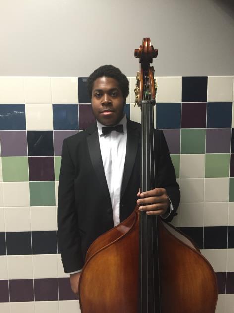 Lawrence Central bass player, Isaiah Ward (right), was selected to