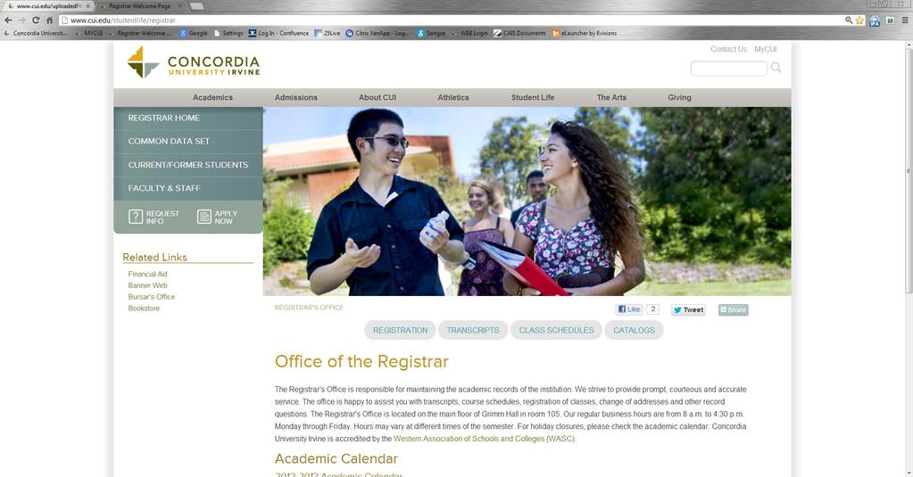 Registrar s Home Page