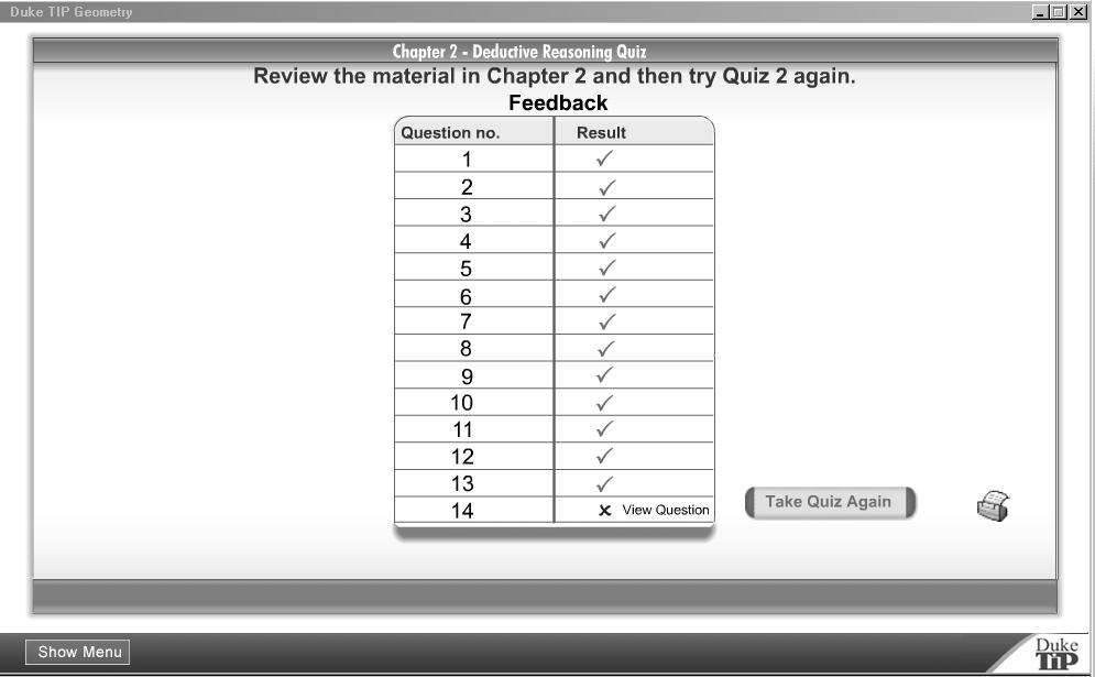 After submitting the second quiz attempt, you will again see a feedback table (See Figure 2).