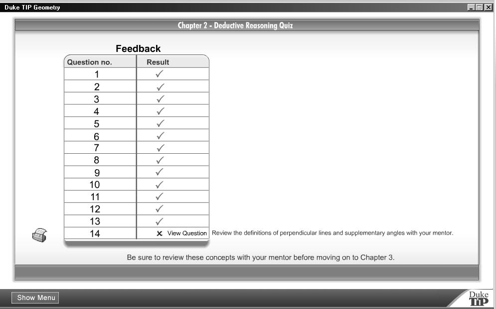 Figure 3 Feedback Screen After Third and Final Quiz Attempt Important Note to Windows Users In any mathematics class, it is critically important that you master the material in one chapter before