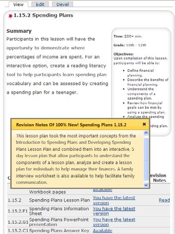 If you click on the more button, all of the lesson plans which have been updated will be listed.