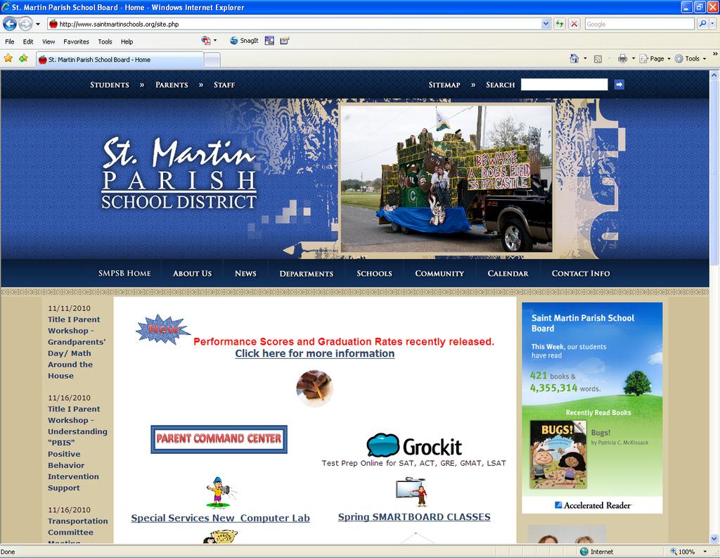 Parent Internet Resources Parents of public school children attending school within the St. Martin Parish School District may now track their children s school progress via the Internet.