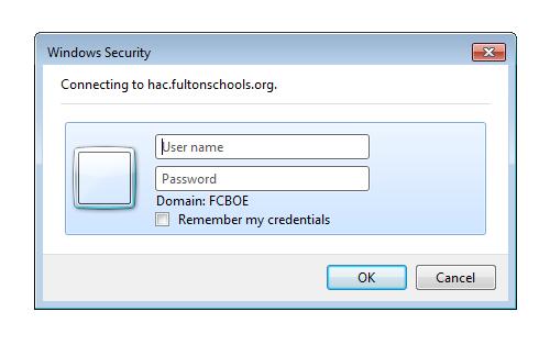 Enter the Username and Password you received from the school office.