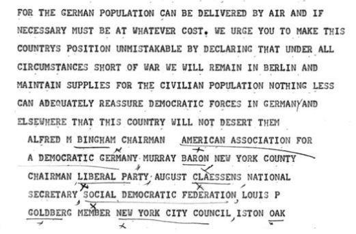 Source 6 Telegram, Alfred M. Bingham et al., to Harry S. Truman, June 25, 1948. Truman Papers, Official File. OF 198: Berlin Blockade Misc. Note: This source is a copy of a telegram of Alfred M.