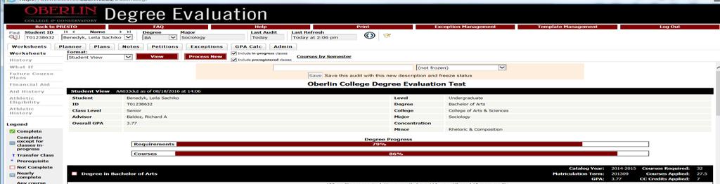 3. The progress bars displayed above the course count totals will display (for the BA degree) the total number of academic courses that are completed or in progress.