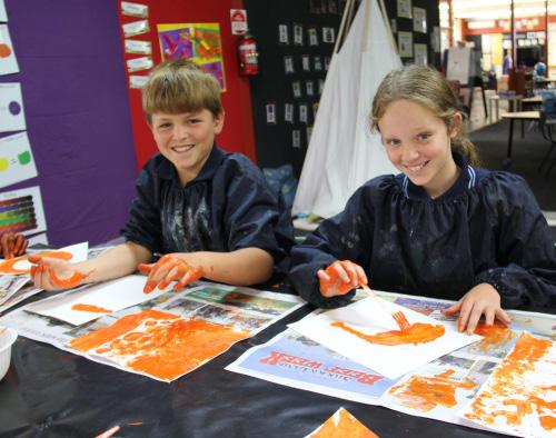 Visual Arts This week, the senior students have been exploring how to paint without brushes.