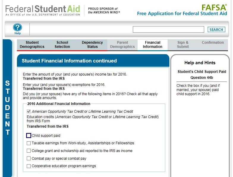 FAFSA SECTION 5: FINANCIAL INFORMATION (PG. 10) Here is the top half of the 2018-19 Student Financial Information continued page.