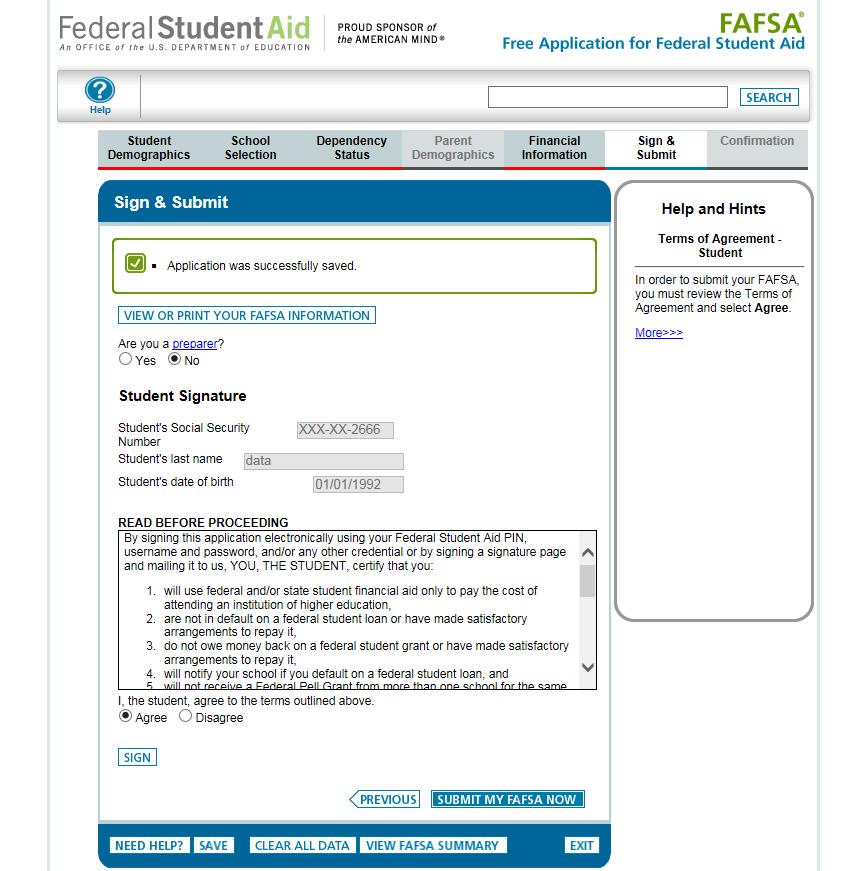 FAFSA SECTION 6: SIGN & SUBMIT (PG.
