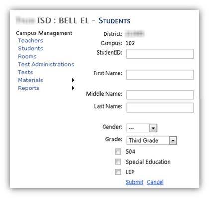 62 II. CAMPUS USERS 13. Students 13b. Add New Students To add a new student, select New from the top right side of the Students screen. After clicking on New the following screen will appear.