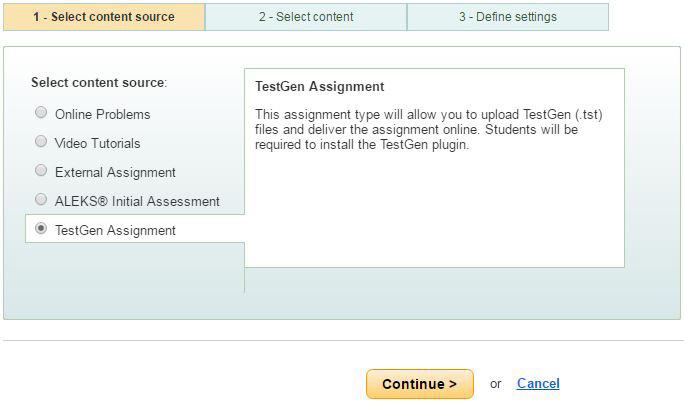 start the TestGen assignment. A. Click Create New Assignment B. and choose the type of assignment you want to create.