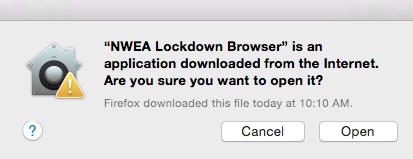 click on NWEA Lockdown Browser 10 5 Click