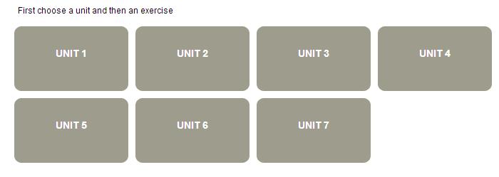 Start On the start page you can access the different units that contain the lessons and exercises from the course.
