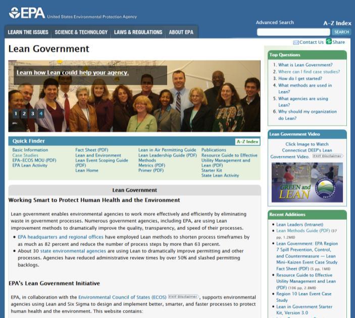 38 Where To Go For More Information EPA Lean Government Public Website: http://www.epa.