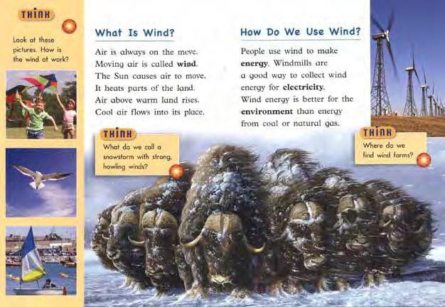 Focus: Students discover the source of wind and how we use wind. Activity Description: In the screen that appears, the Think question is answered by clicking on each picture.