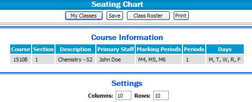 to view and/or print later. Creating a Customized Seating Chart 1. To create a customized seating chart, click the Seating Chart button on the Course Roster screen. 2.