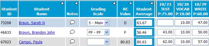 If no scale is selected, the numeric value of the mark will display. Troubleshooting Student Averages If the student s average displays unexpected results, check the following.