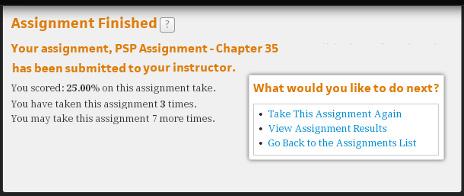 18 Click OK to in the Warning window to confirm that you wish to submit your assignment and exit.