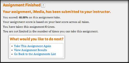 Action: To take a Media Quiz assignment 9 To go to a new question, click Continue.