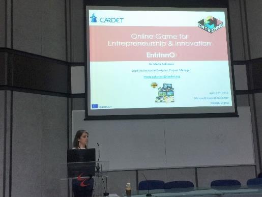 CARDET and INNOVADE EntrInnO featured at the first Cyprus Games Exhibition that took place on April 17 th 2016 at the Microsoft Innovation Center.