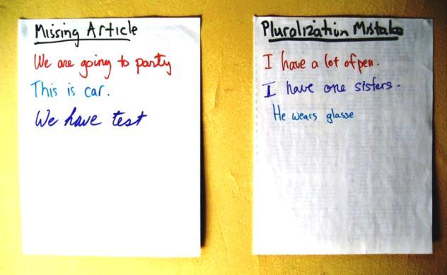 Papers on Walls 1 Preparation In class This is a fun and active game that you can use once you are aware of the most frequent errors that your students make.