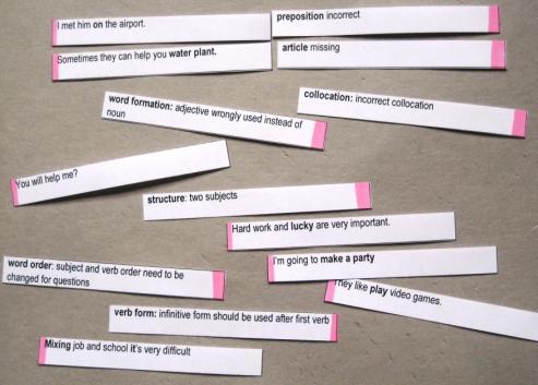 Activities Common Error Matching Preparation In class This is a matching exercise which has been made into a game.