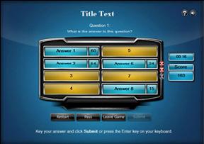 Raptivity Game Samples Suite Tic-Tac-Toe With Questions - This interaction displays a