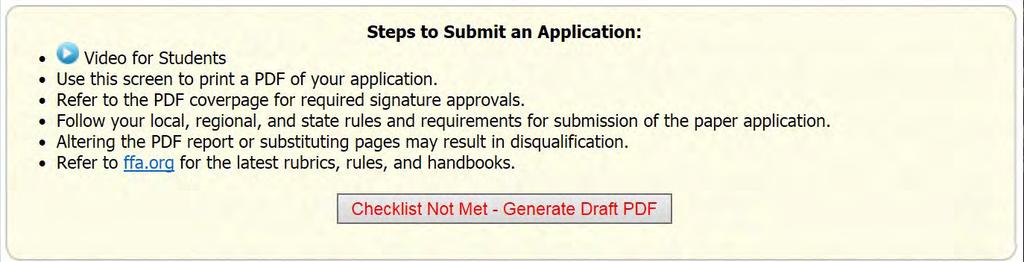 Print Application Use this screen to print a PDF of your application. Refer to the PDF cover page for required signature approvals.