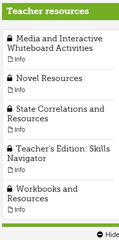 1 From the selection/lesson level, you will find the resources for that specific selection/lesson at