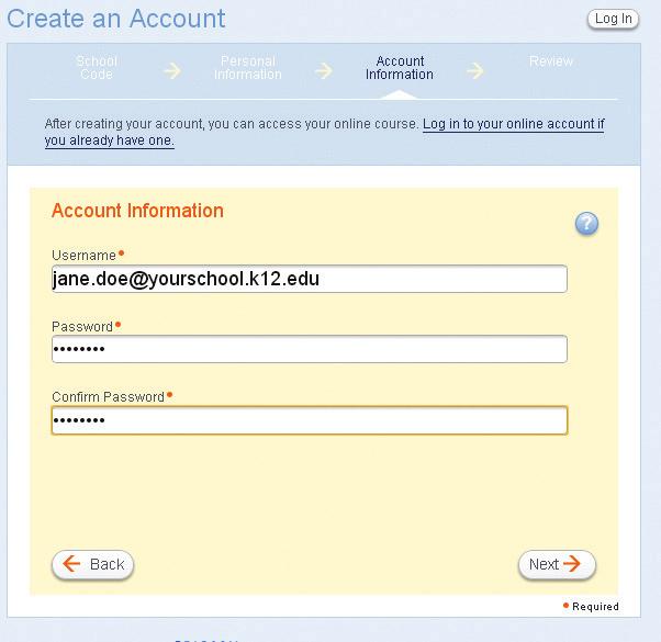 REGISTRATION Administrators/Tech Coordinators Create Teacher Accounts 32 Step 3 Account Information Enter a user name. By default, your e-mail address appears in the user name field.