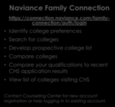 qualifications to recent CHS application results View list of colleges visiting CHS CollegeData www.collegedata.