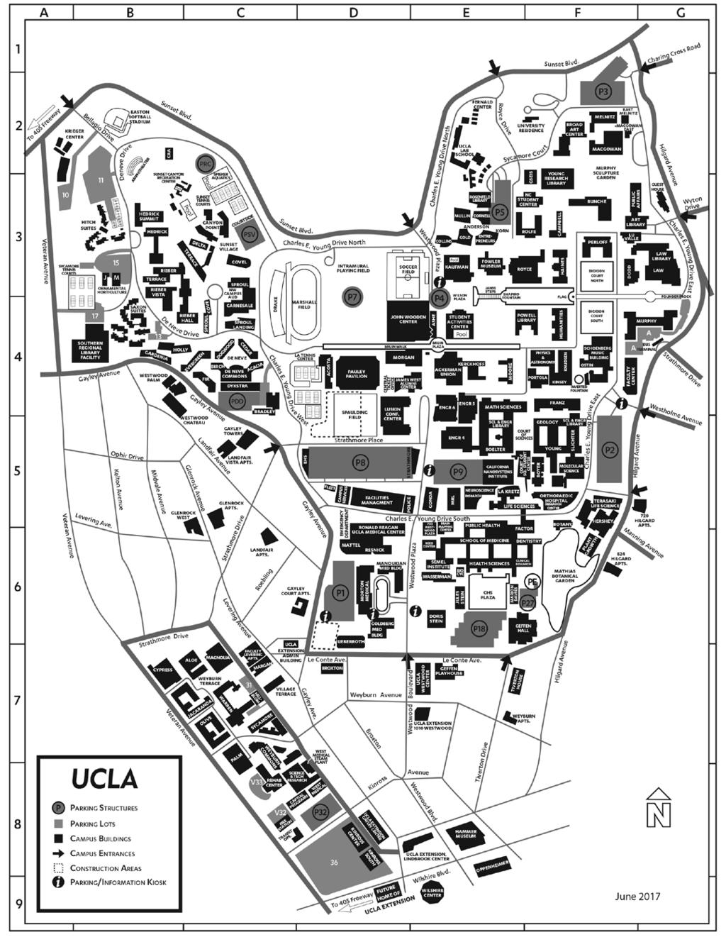 180 Campus Map UCLA Campus & Westwood Village Centers Ackerman Student Union... E4 Acosta Training Center... D4 Anderson (Complex)... E3 Boelter Hall... E5 Botany... F5 Broad Art Center.
