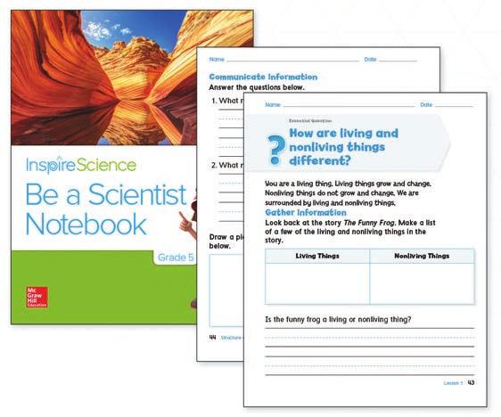 Inspire Science Grades K - 5 BE A SCIENTIST NOTEBOOK Problem-solving activity book that lets students practice being real scientists and engineers by presenting creative solutions to real-world