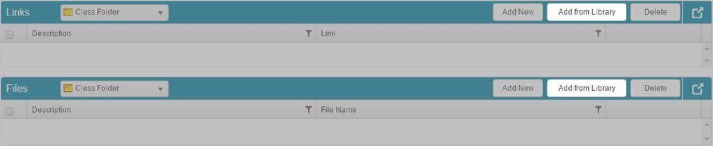 Add a Link or File from Library 1. In the upper-right corner of the [Links/Files] panel, click Add from Library. 2.