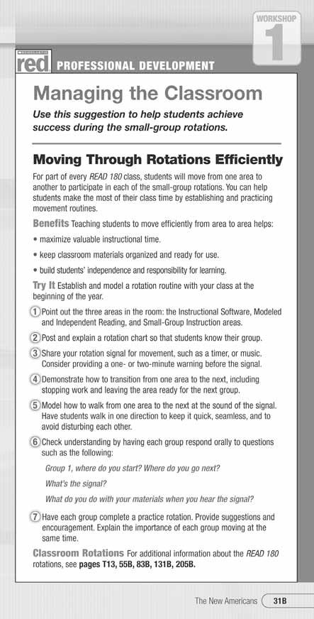 Classroom Management Scholastic Red Classroom Management The Differentiated Support pages at the end of each Workshop in the Teacher s Edition, include a Red professional development feature devoted
