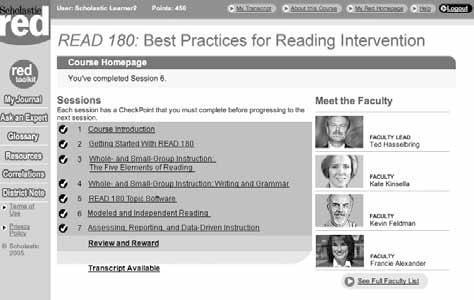 Participating in Professional Development Online READ 180: Best Practices for Reading Intervention is an interactive, online and in-person professional development course designed for use by both new
