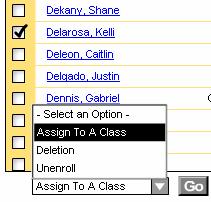 student name to place a student in a class.