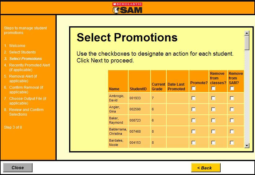 Technology and SAM Setup Updating SAM: Manage Student Promotions Wizard (MSPW) Last Date Promoted: The last date the student s grade was increased through MSPW Helps to prevent double promotion by