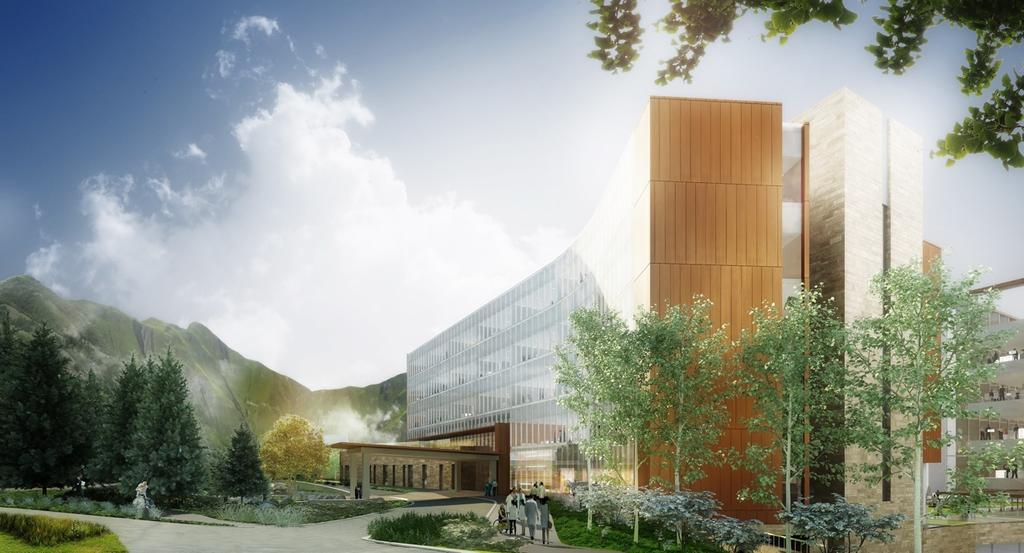 Architectural rendering of the new Craig H. Neilsen Rehabilitation Hospital at the University of Utah.