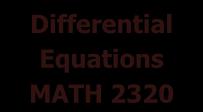 Differential Equations MATH