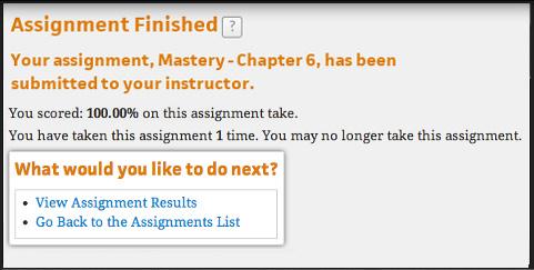 Action: To take a Mastery assignment 13 Expand a heading in the navigation column to reveal questions in another group, when you are ready to move on.