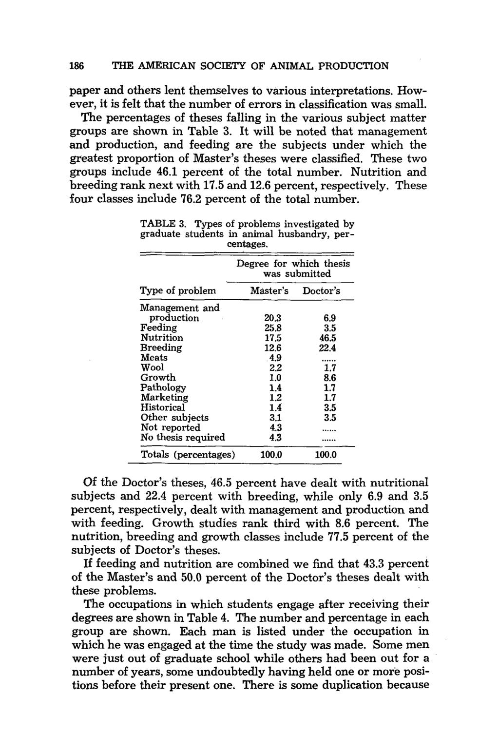 186 THE AMERICAN SOCIETY OF ANIMAL PRODUCTION paper and others lent themselves to various interpretations. However, it is felt that the number of errors in classification was small.