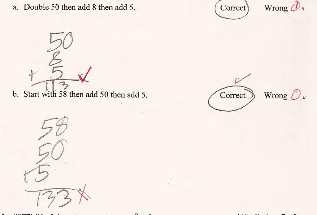Student E does not understand doubling. The student uses addition even for the subtractions in d and g.