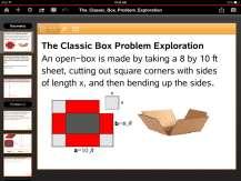 The Classic Box Problem Exploration Every algebra class encounters the classic box problem, where students are given a visual of an open box made by taking a sheet of cardboard and removing a square