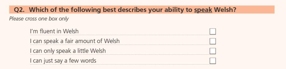 9 How well can people speak Welsh? 9.1 Adults and young people aged 3 and over who could speak Welsh were subsequently asked the following question about their fluency levels.