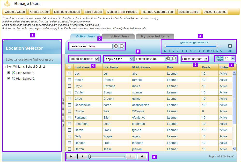 7. Administration 7.1 Overview In PLE the Administration mini-app is available only to account administrators and administrators. Users logged in as an instructor won t see this mini-app.
