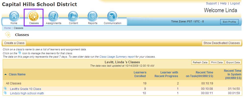 2. Classes 2.1 Overview In PLE, all features and tools related to classes appear under the Classes mini-app.