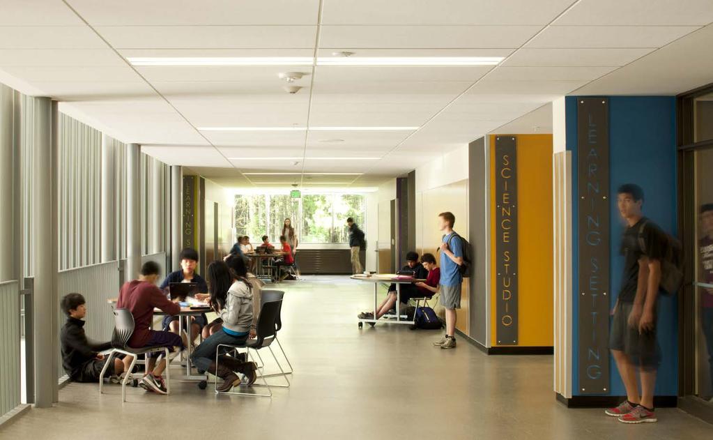 Photo Caption Physical Environment: Learning Clusters, rather than individual classrooms, support dynamic learning by providing a range of spatial scales depending on the specific activity.