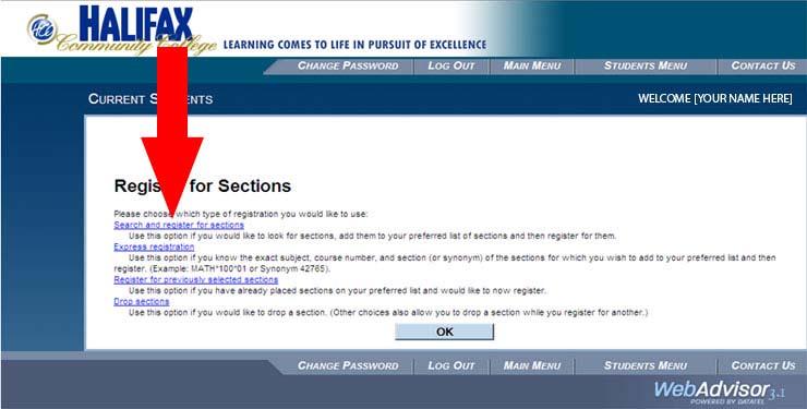 2 of 7 6/30/2009 9:19 AM 5. On the Search/Register for Sections page, you must select the term you wish to search within.