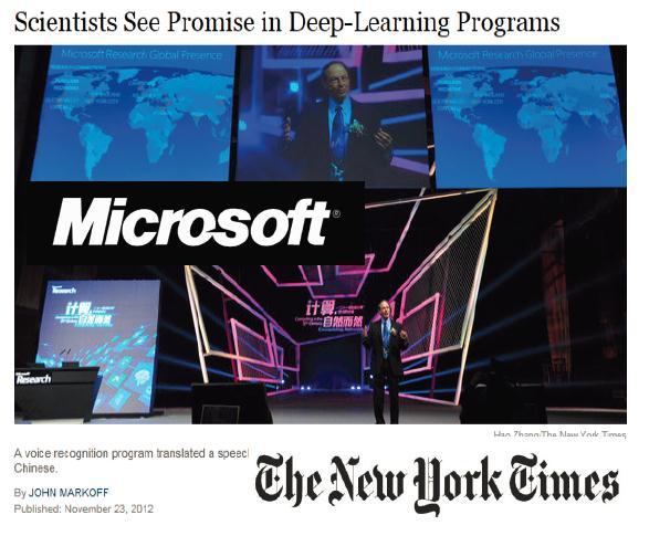 A lot of buzz about Deep Learning Microsoft